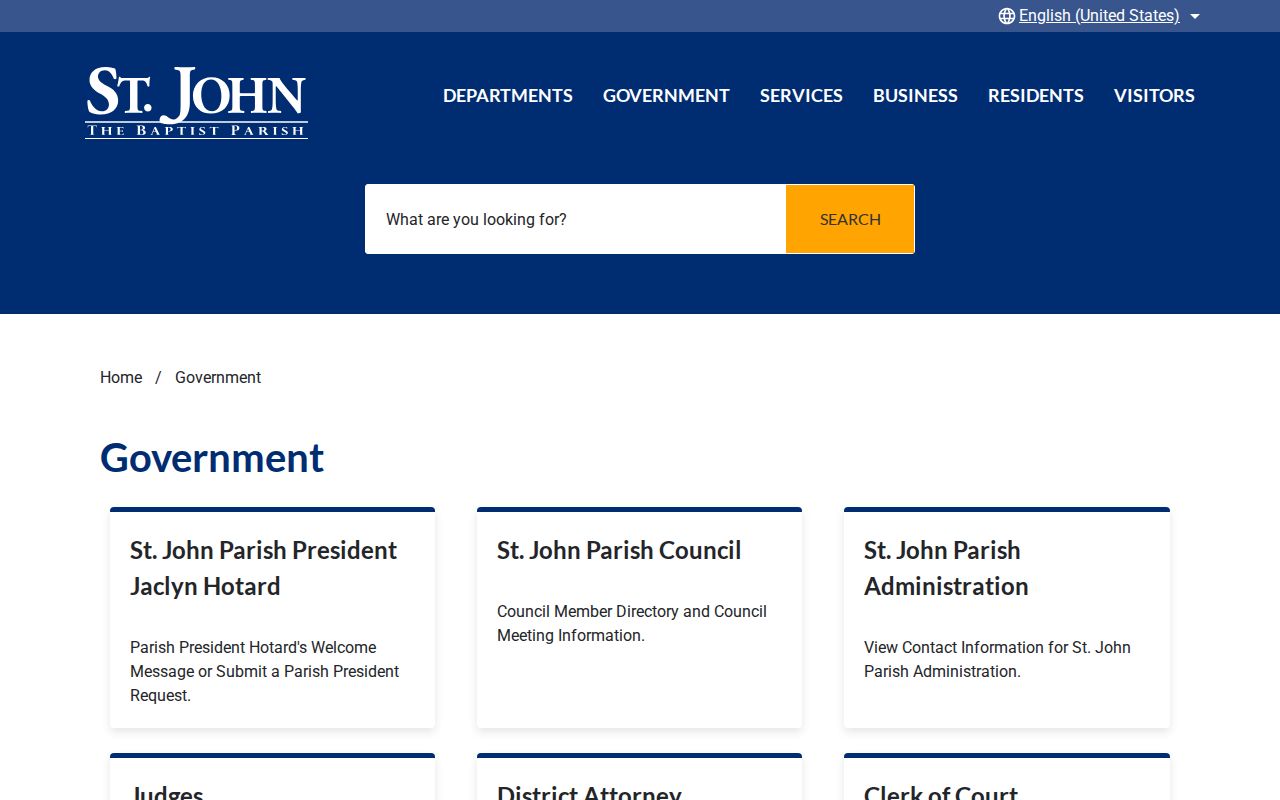 St. John the Baptist Parish municipal warrant routing through the parish government directory